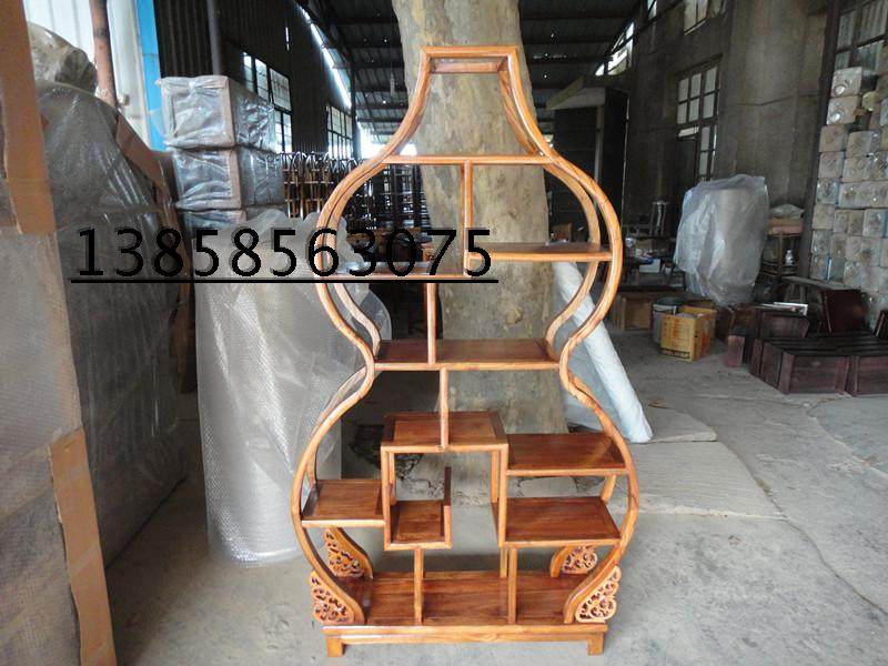 仿古家具中式陈列架实木茶叶架展示架多宝格南榆木葫芦博古架
