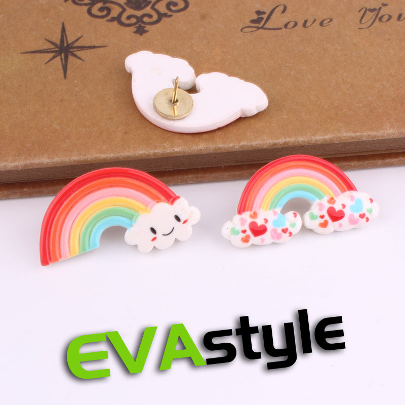 2个 彩虹笑脸表情卡通图钉天气毛毡地图板墙装饰软木留言提示按钉