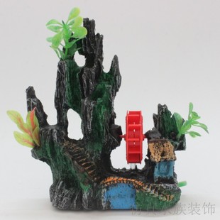 饰水族箱迷你小型风车水车气动摆件 包邮 鱼缸仿真树脂假山造景装