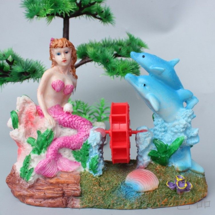 鱼缸仿真水车粉色美人鱼风车海豚水族箱树脂造景增氧小摆件,宠物/宠物食品及用品,造景/装饰,淘宝优惠券,粉丝福利购,淘宝优惠卷