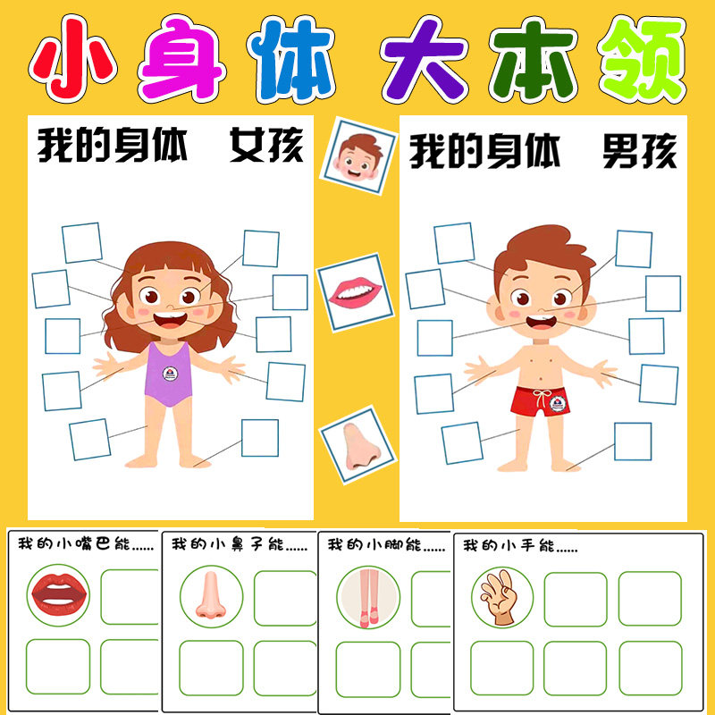 幼儿园生活区域区角环创主题装饰布置身体部位认知益智小身体本领