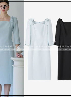 敏姐26春韩国设计师品牌DEWL新款4月肩头蝴蝶结直筒连衣裙
