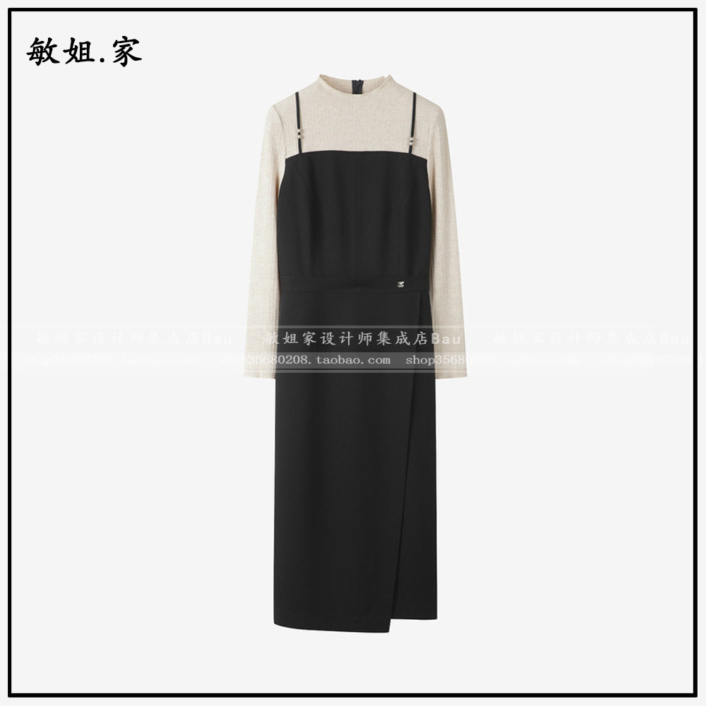 敏姐26春韩国设计师品牌DEWL新款4月针织配色拼接连衣裙