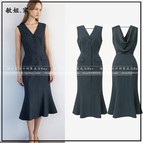 26春韩国设计师品牌BAU by Bride And You新4月单排扣无袖连衣裙