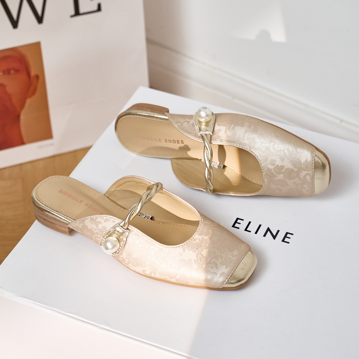 真皮凉拖鞋女穆勒鞋羊皮垫脚无后跟懒人鞋低跟夏季外穿包头半拖鞋