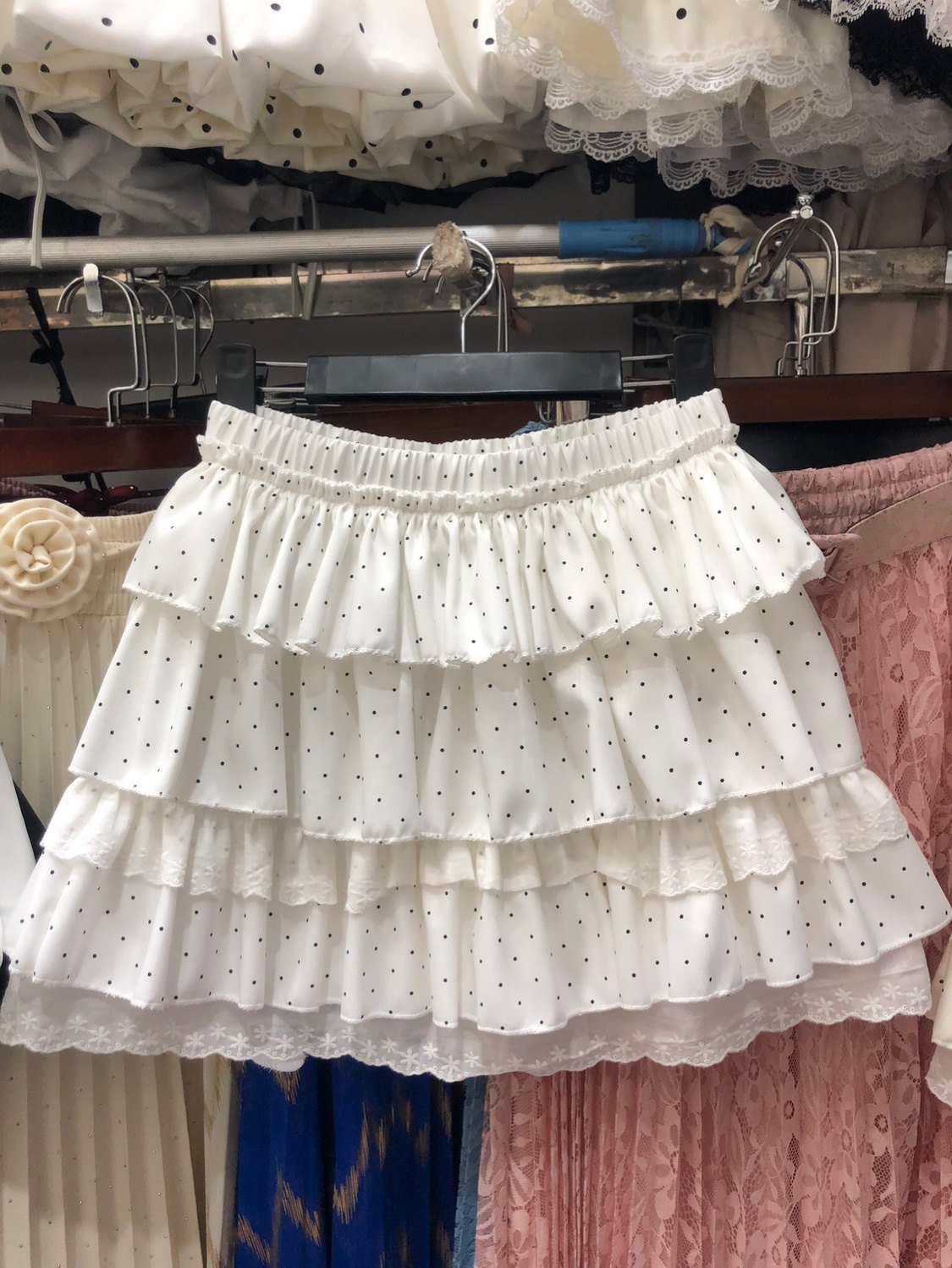 2026春季甜美少女小波点蕾丝花边高腰A字层次感立体蓬蓬蛋糕短裙,女装/女士精品,半身裙,淘宝优惠券,粉丝福利购,淘宝优惠卷