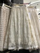 2026冬季 新款 优雅蕾丝绣花半身裙宽松长裙松紧腰A字裙中长裙子潮