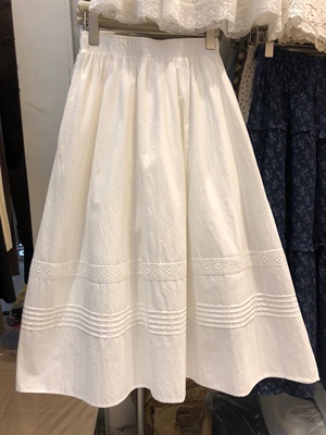 温柔百搭小白裙遮肉显瘦口袋伞裙