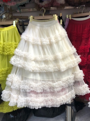 甜美重工网纱蛋糕裙蓬蓬长裙子