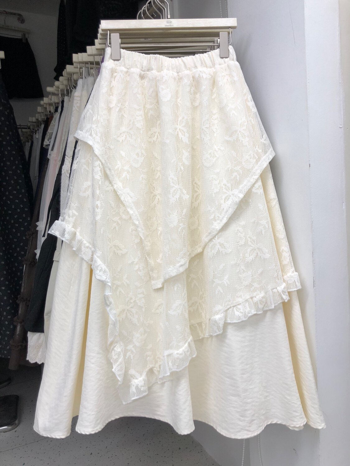 秋季少女感叠层花边蛋糕裙长裙子