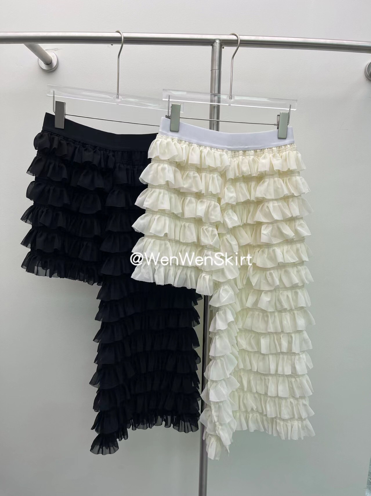 韩国小众设计感不规则雪纺蛋糕裙洋气显腿长海边半身裙多穿法长裙