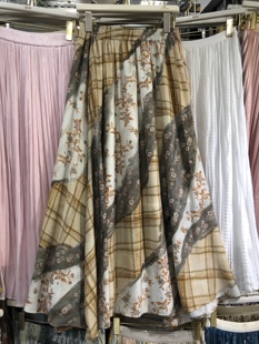 森系格子印花波西米亚半身裙女2026夏季 裙子 度假风文艺口袋中长款