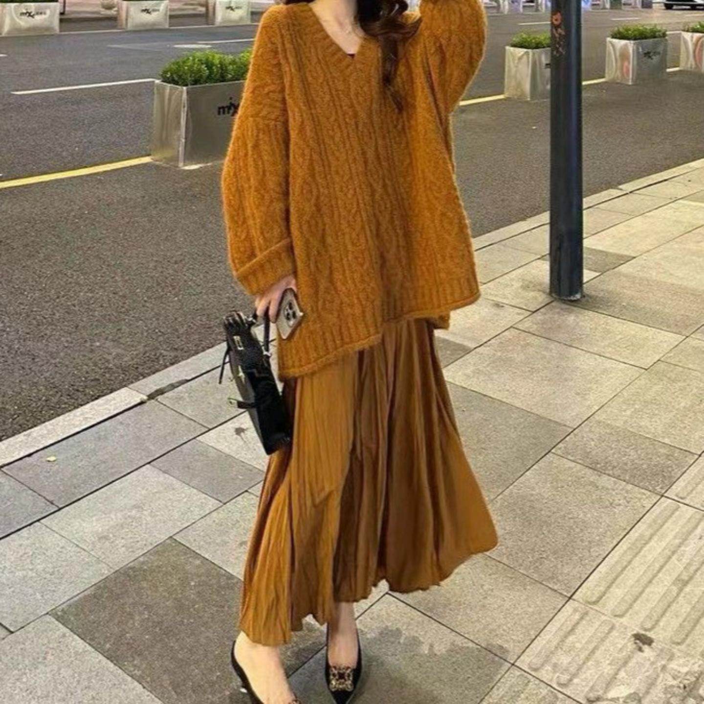 2025新款秋季时尚套装新款女装设计感轻熟慵懒风中长款针织毛衣,女装/女士精品,汉服套装,淘宝优惠券,粉丝福利购,淘宝优惠卷