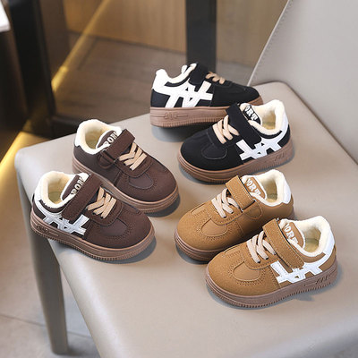 二棉加绒棉鞋软底宝宝运动跑步鞋男女童保暖鞋子板鞋德训鞋小童冬