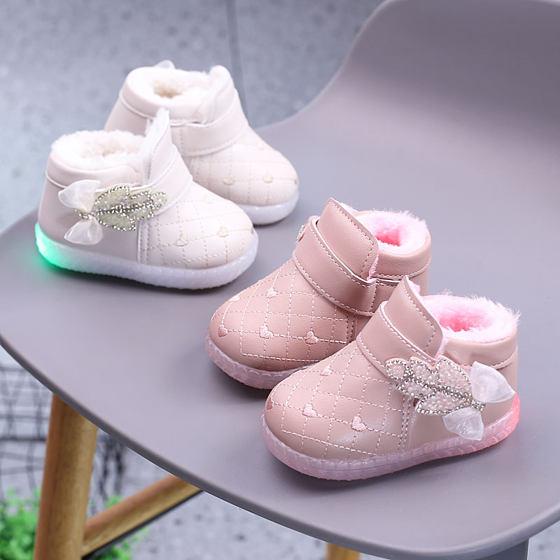 亮灯加绒公主鞋女宝宝保暖
