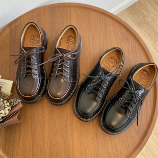 英伦真皮小皮鞋女2024新款日系复古jk配裙子百搭学院风厚底单鞋子