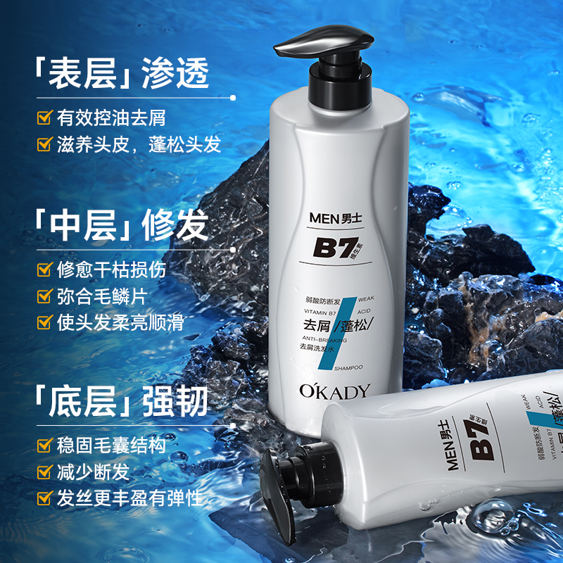 欧佩维生素B7 750ML大容量断发去屑洗发露男士控油蓬松洗发水正品