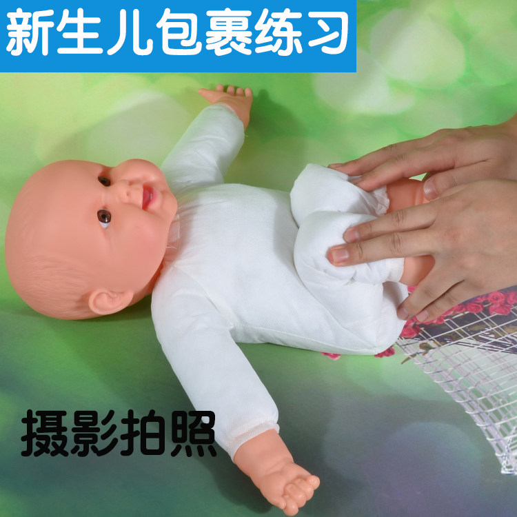 婴儿摄影包裹仿真娃娃 填棉布娃娃关节灵活柔软 婴儿包裹练习娃娃