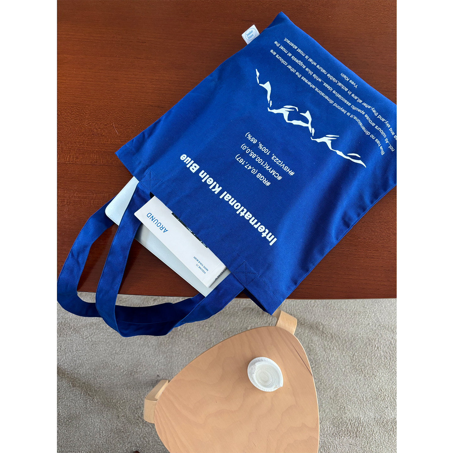 Junior Store克莱因蓝原创设计英文单肩帆布包女购物袋布袋托特包,箱包皮具/热销女包/男包,时尚帆布包,淘宝优惠券,粉丝福利购,淘宝优惠卷