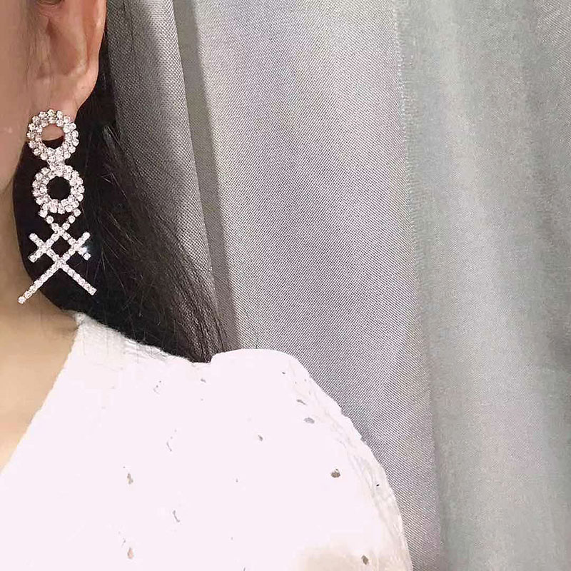 日韩风同款满钻ooxx夸张女饰耳钉