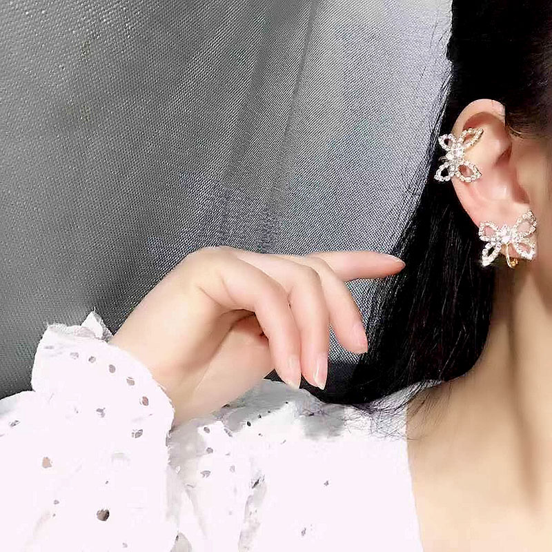 森系蝴蝶高级感网红圆脸可叠耳夹