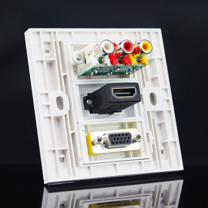 康吉诺86型VGA直插HDMI直头音视频直插面板 多媒体显示器音频插座