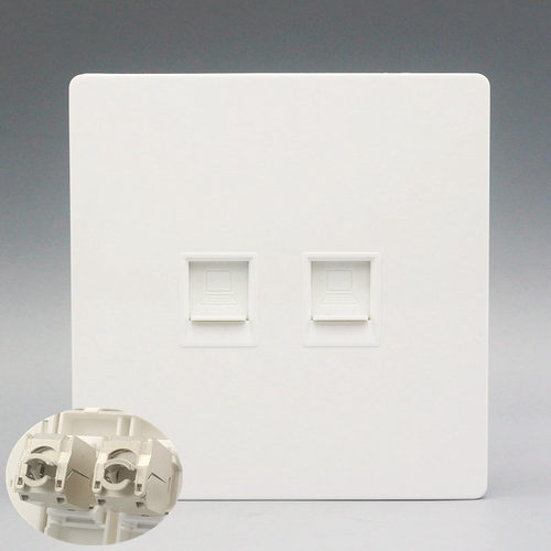 86型双口超六类网络面板 RJ45千兆网线电脑二位CAT6A屏蔽网口插座