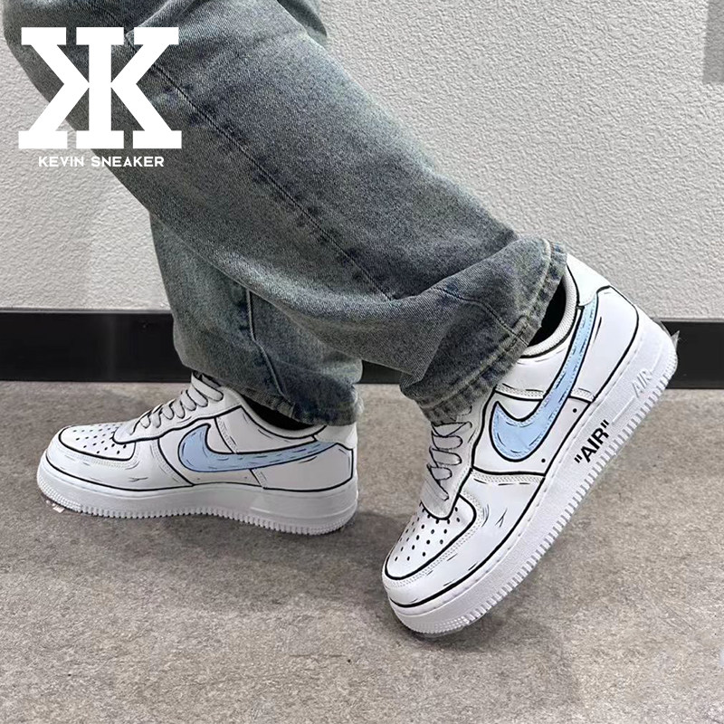 球鞋定制Nike耐克Air Force1二次元动漫推荐动漫风手绘低帮板鞋