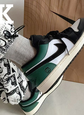 球鞋定制Jordan Air Jordan1黑绿脚趾百搭经典复古潮流低帮篮球鞋