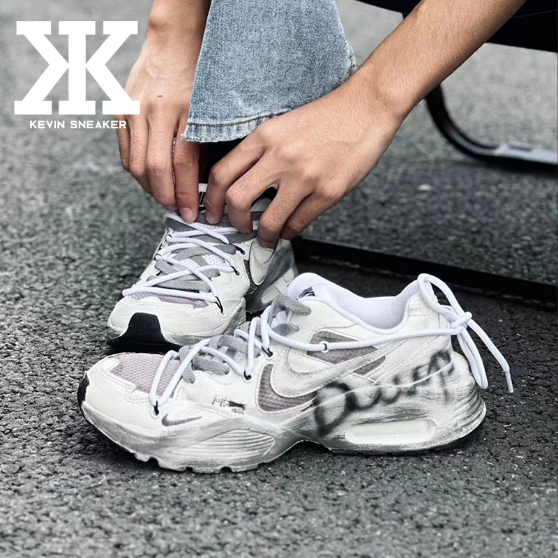 球鞋定制Nike耐克AirMaxFusion青春浸染涂鸦做旧简约百搭跑步鞋