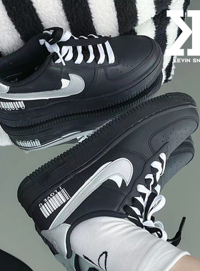 球鞋定制Nike耐克AirForce1酷黑银翼Vlad时尚百搭防滑低帮板鞋