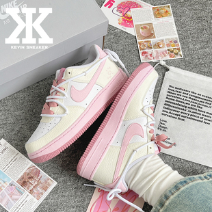 球鞋定制Nike耐克AirForce1Low蛋糕猪猪甜美少女低帮板鞋GS
