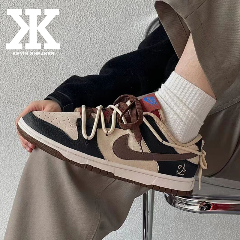 Nike耐克黑纸布偶系带男低帮板