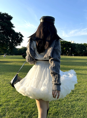 简爱花园◆显瘦款白色网纱tutu裙蓬蓬裙高腰A字半身裙短裙JA412