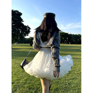 简爱花园◆显瘦款白色网纱tutu裙蓬蓬裙高腰A字半身裙短裙JA412