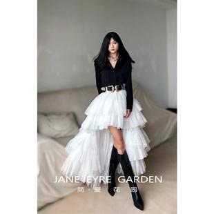 白色蛋糕裙公主裙JA342 前短后长设计蓬蓬裙长款 简爱花园 重工款