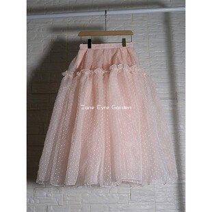 简爱花园 A字波点拼接大摆蓬蓬半身裙公主裙JA376 高腰显瘦中长款