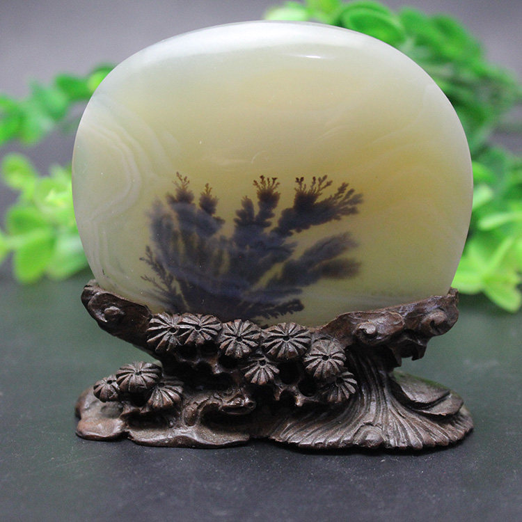 马达加斯加玛瑙草花水草花海洋玉髓黄龙玉奇石精品吊坠石头摆件
