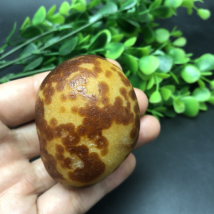 马达加斯加花纹籽料天然冰彩玛瑙马料原石石头手把件收藏奇石2351