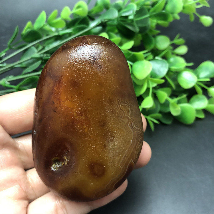 马达加斯加花纹籽料天然冰彩玛瑙马料原石石头手把件收藏奇石2376