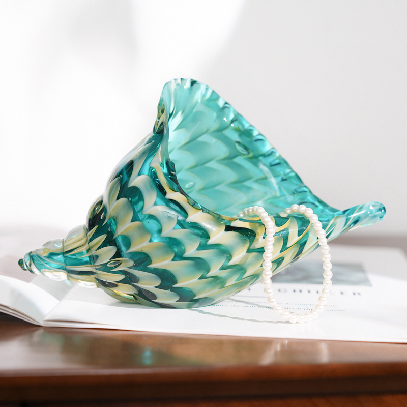 彩色海螺琉璃艺术摆件客厅装饰品