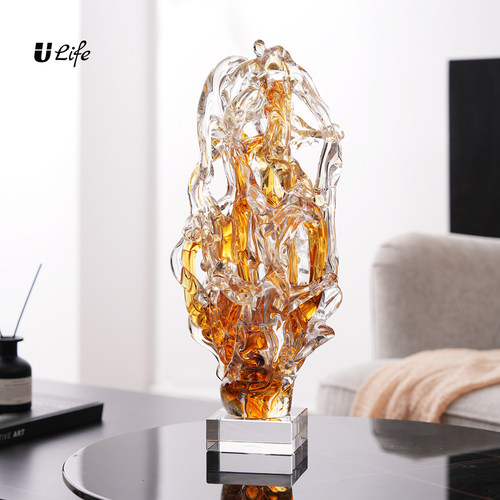 琉璃发财树摆件太湖石现代简约