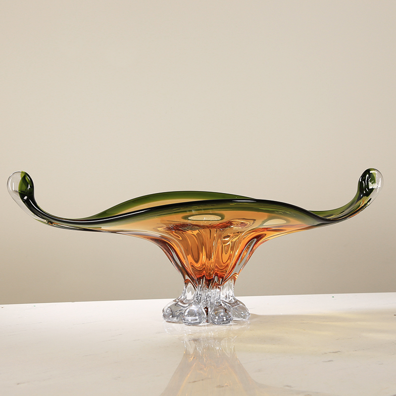 轻奢彩色琉璃加厚琉璃大号水果盘