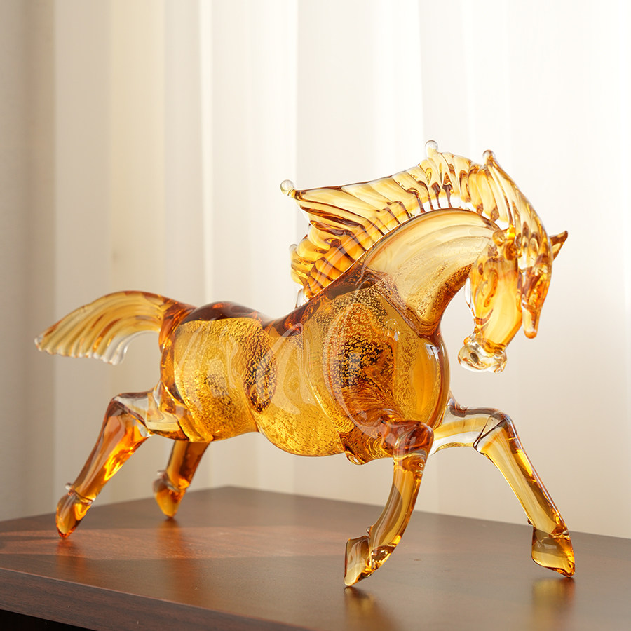 轻奢高档手工琉璃马摆件现代艺术玄关客厅电视柜桌面装饰工艺品,家居饰品,装饰摆件,淘宝优惠券,粉丝福利购,淘宝优惠卷