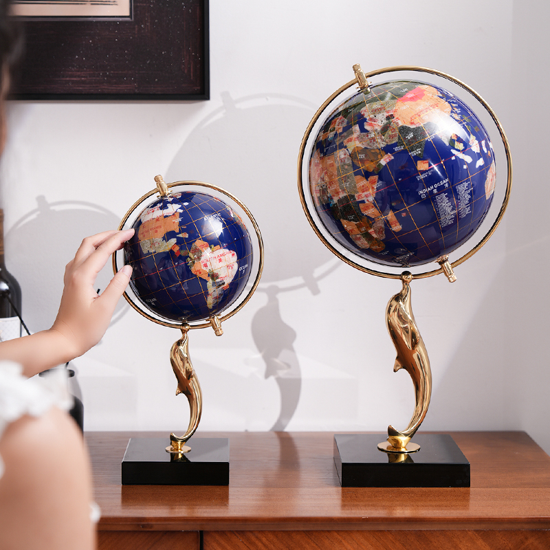 全铜地球仪摆件现代轻奢书房办公室书柜书桌酒柜简约装饰商务礼品