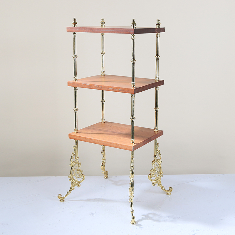现代轻奢黄铜落地置物架多层收纳