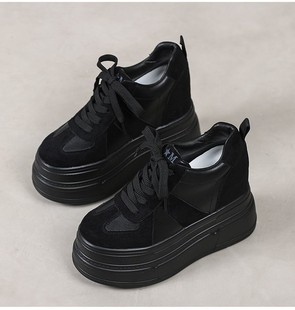 10cm超厚底松糕鞋 12cm小白鞋 女真皮加绒休闲小个子14CM增高德训鞋