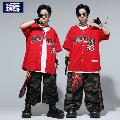 街舞儿童潮服嘻哈男童hiphop棒球服少儿架子鼓酷帅表演出服装时髦