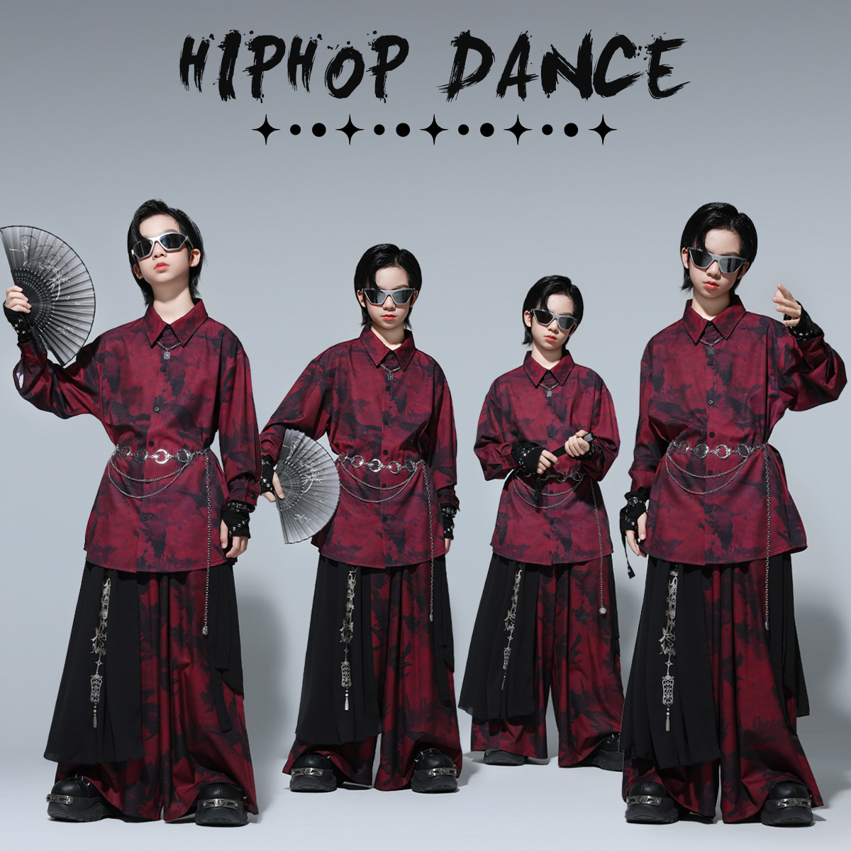 儿童街舞演出服潮酷男童中国风套装少儿嘻哈国潮舞台元旦表演时髦