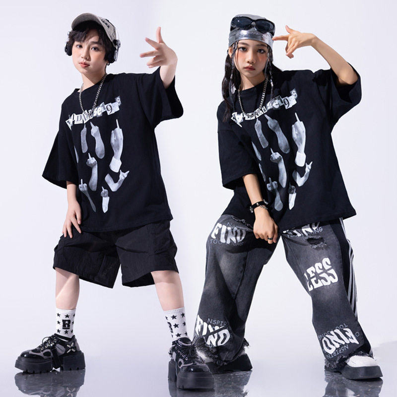 街舞儿童潮服酷帅少儿服装hiphop童装潮牌套装男童架子鼓演出服夏